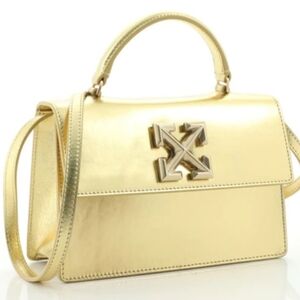 Off-White Jitney Metallic Leather Top Handle Bag